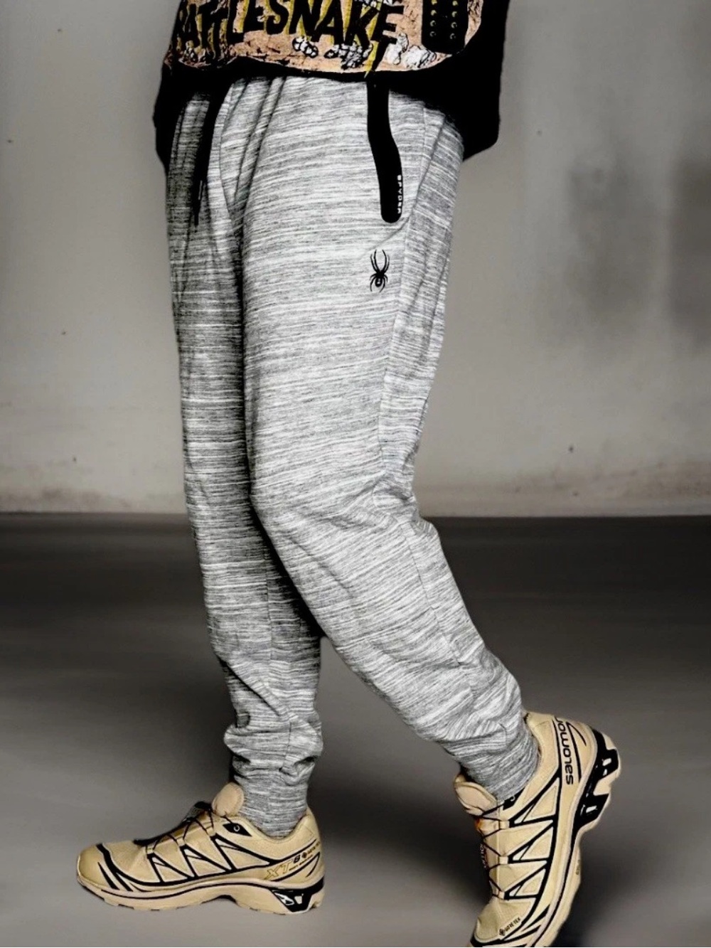 SPYDER Sweatpants Mens Medium Heather Gray Active ProWeb Joggers Drawstring EUC